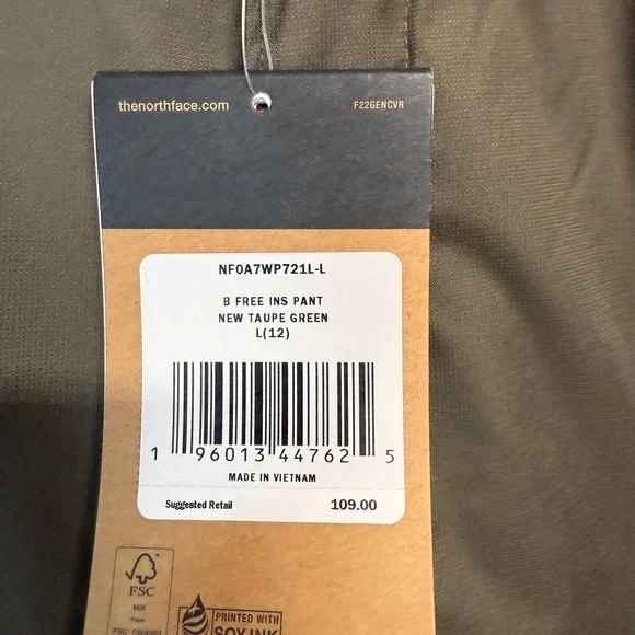 THE NORTH FACE Freedom Insulated Boys Snowboard Pants New Taupe Green Large - Picture 5 of 6